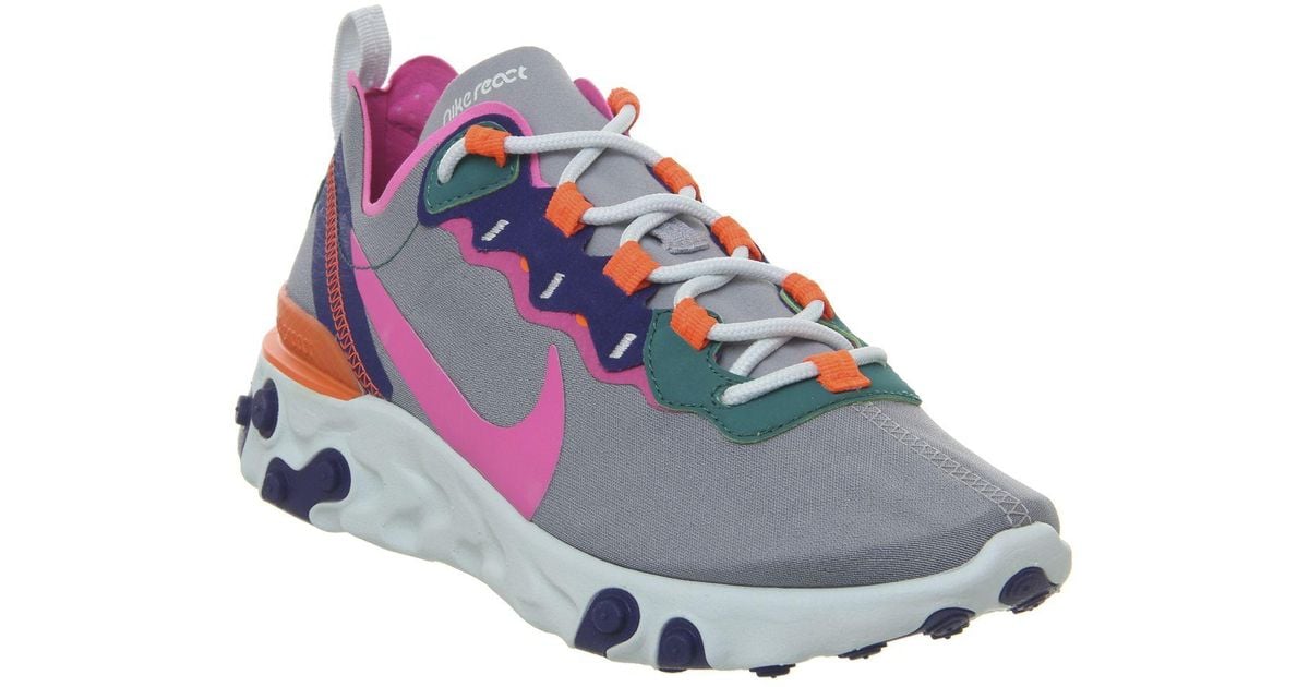 women's nike react element 55 casual shoes wolf grey