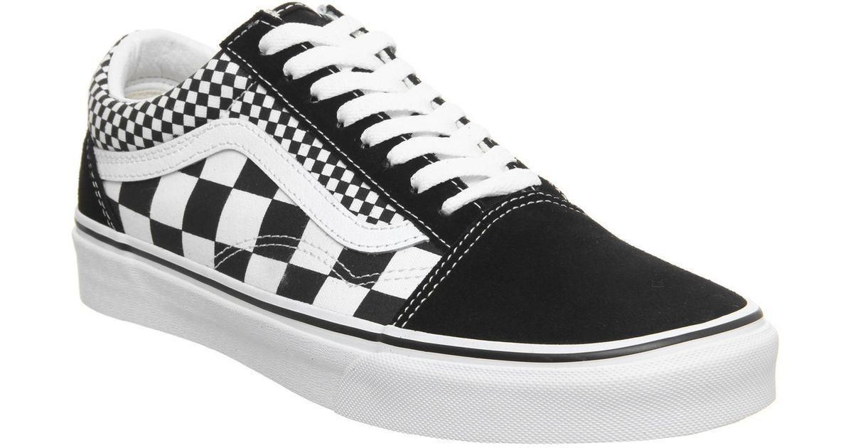 old skool trainers black checkerboard true white