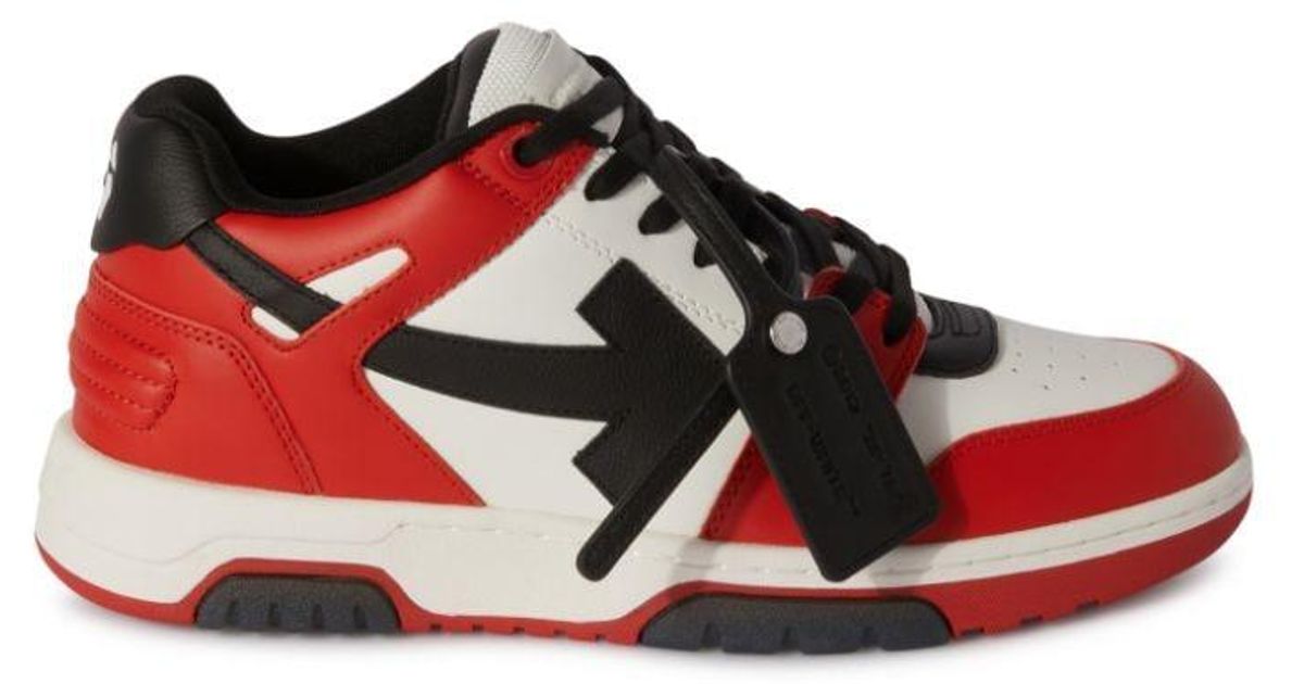 Off-White c/o Virgil Abloh Out Of Office Leather Trainers in Red for ...
