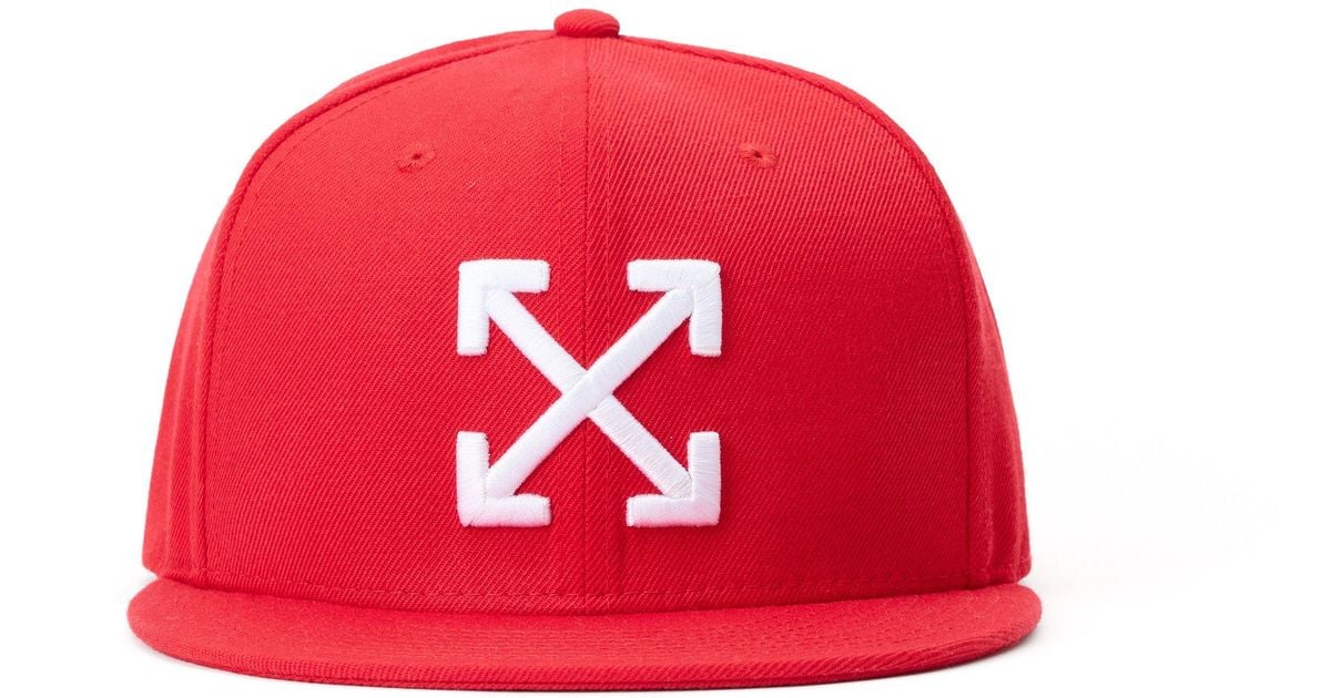 Off-White c/o Virgil Abloh Arrows Flat Brim Cap in Red for Men | Lyst UK
