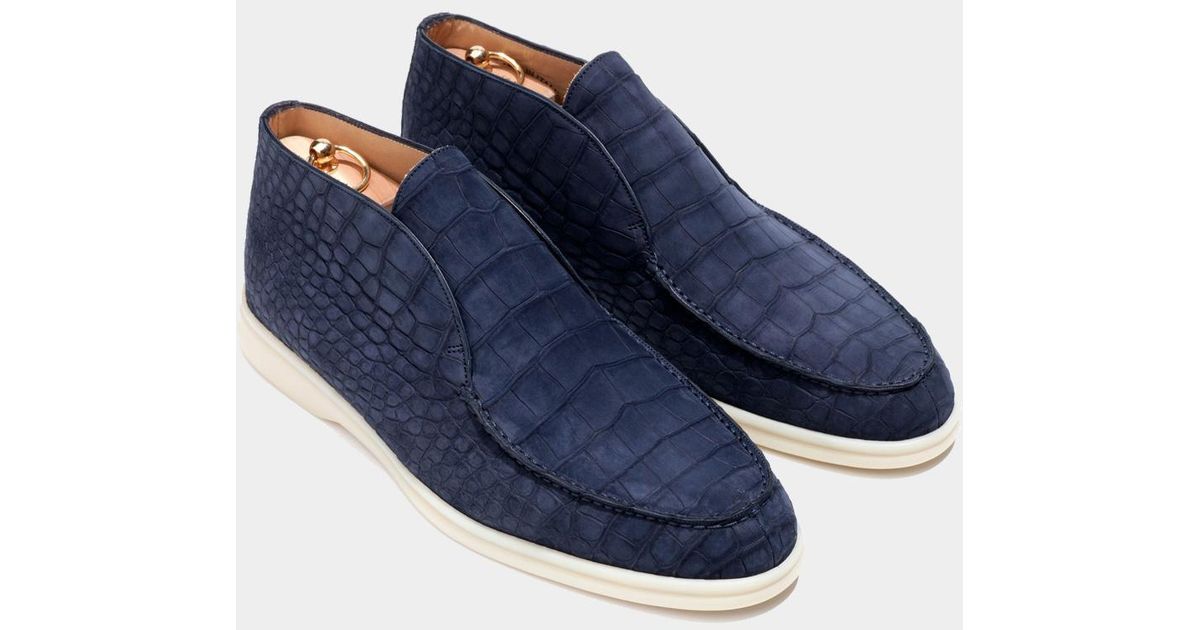 Loro Piana Rubber Open Walk 'alligator' in het Blauw voor heren - Lyst