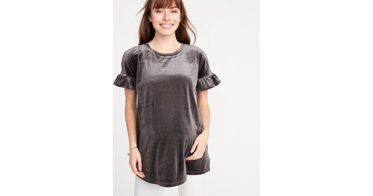 velvet ruffle sleeve top