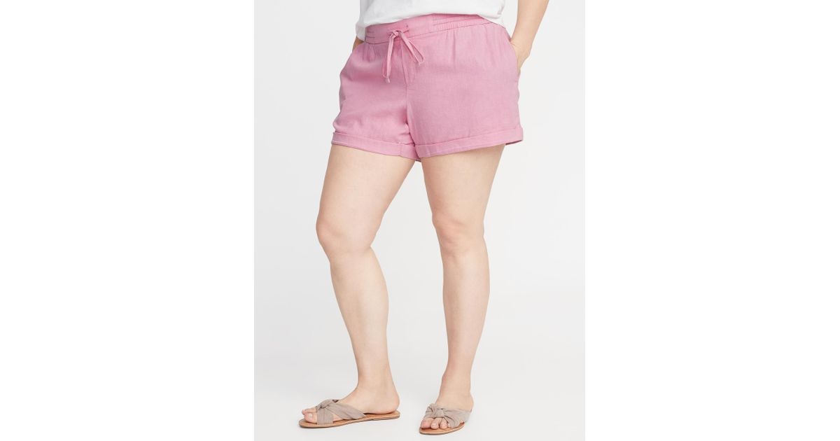 plus size linen blend shorts