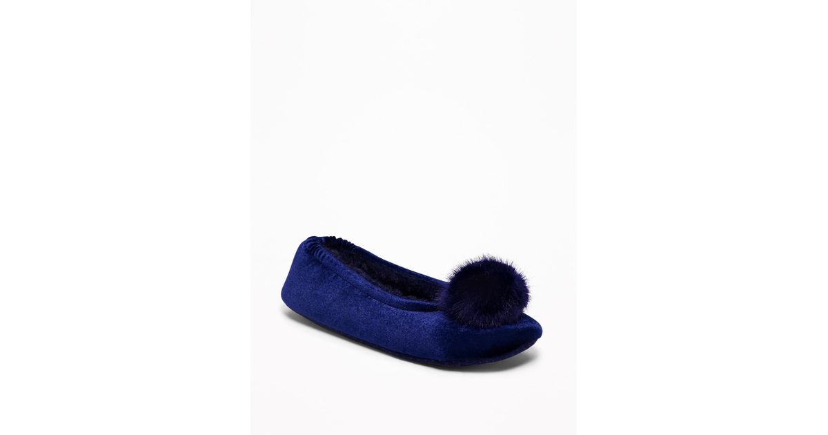 old navy pom velvet slippers