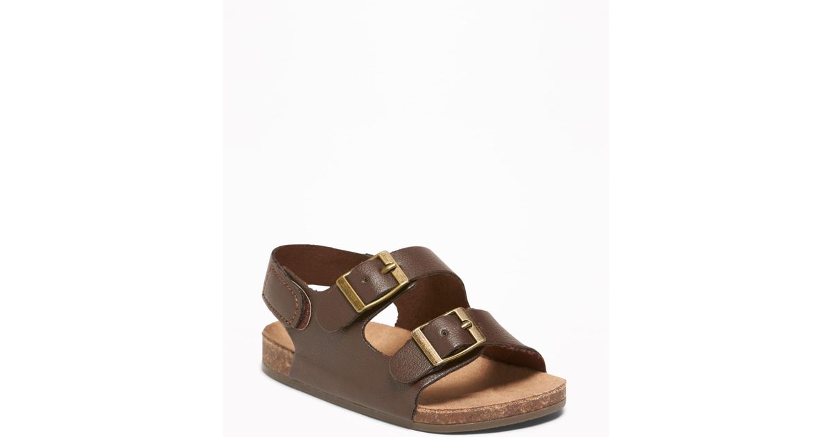 leather double buckle sandals