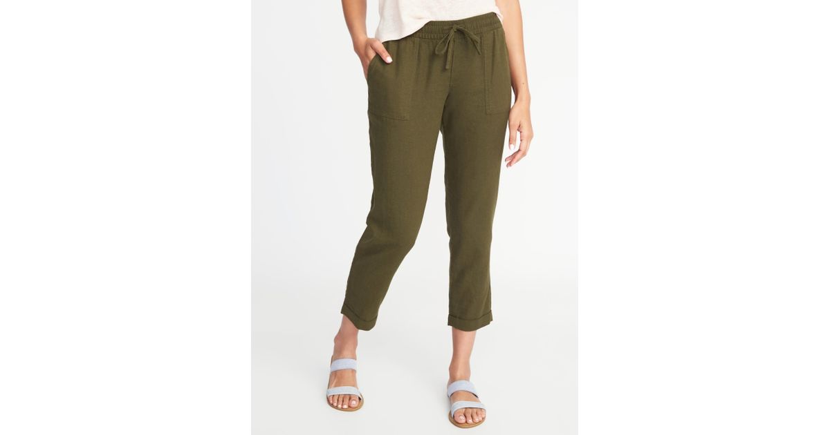 mid rise linen blend pants
