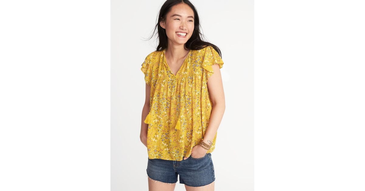 old navy yellow floral top