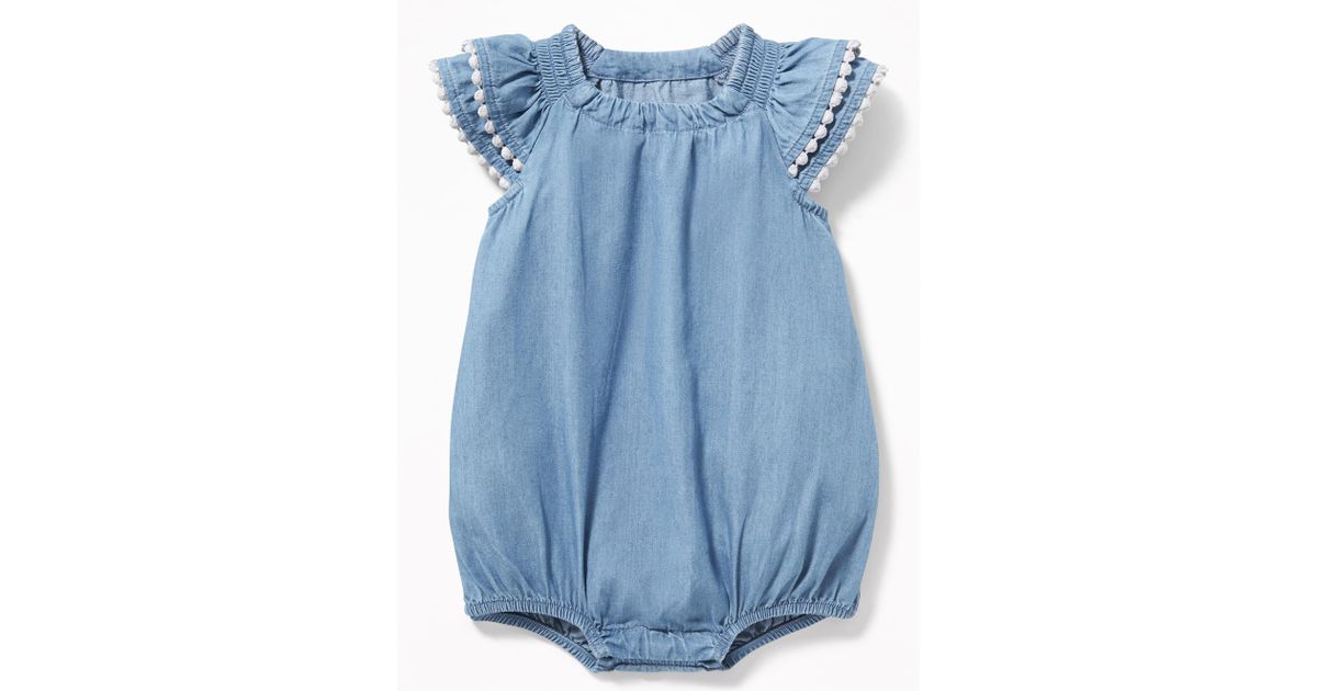 chambray bubble romper