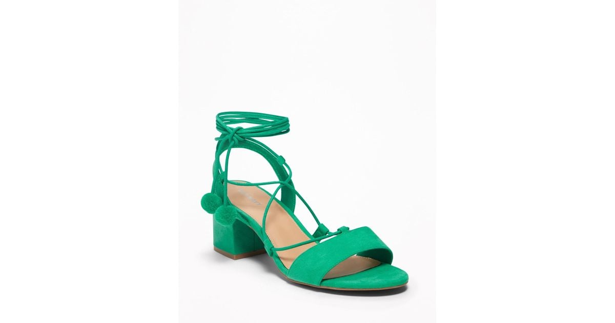 green low heel sandals