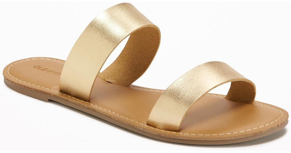 gold double strap sandals