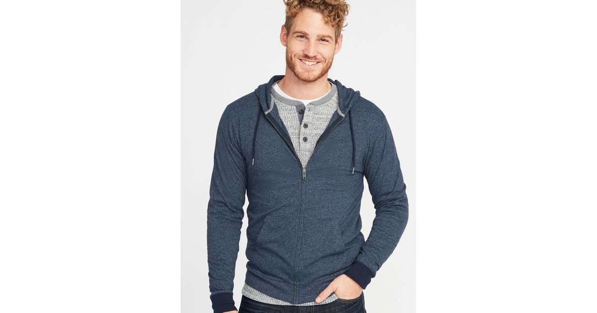 lightweight jersey zip hoodie for men