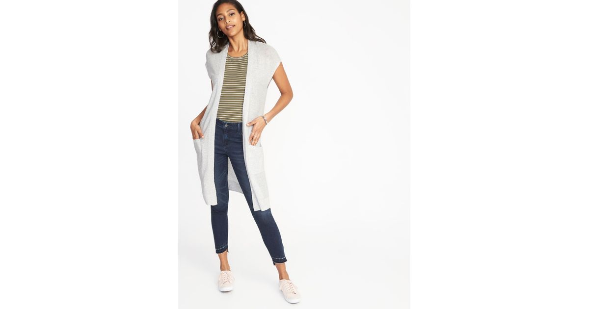 short sleeve open front long cardigan