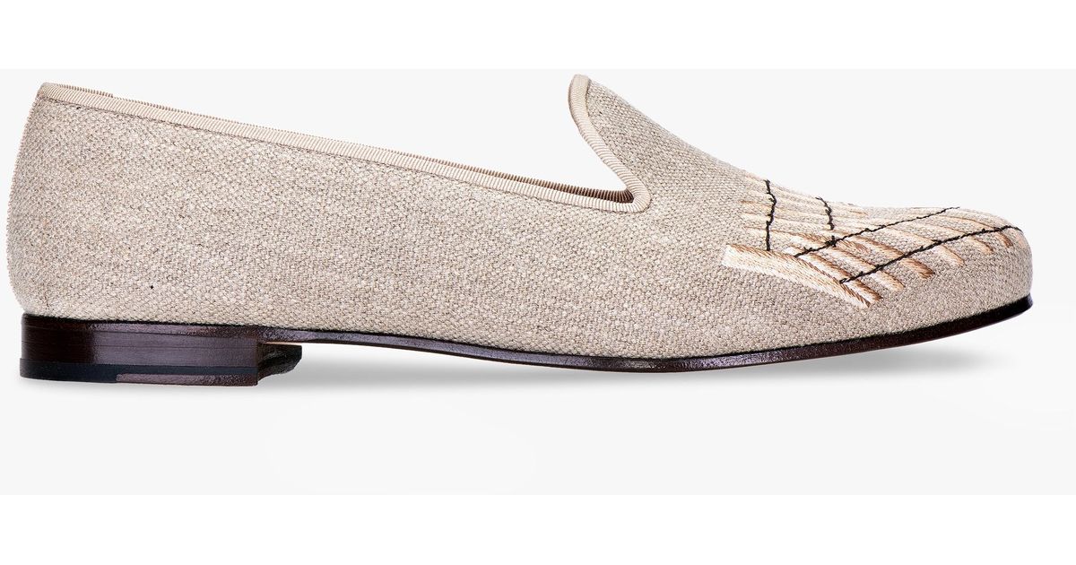 Stubbs & Wootton Linen Dune Loafer in Natural - Lyst