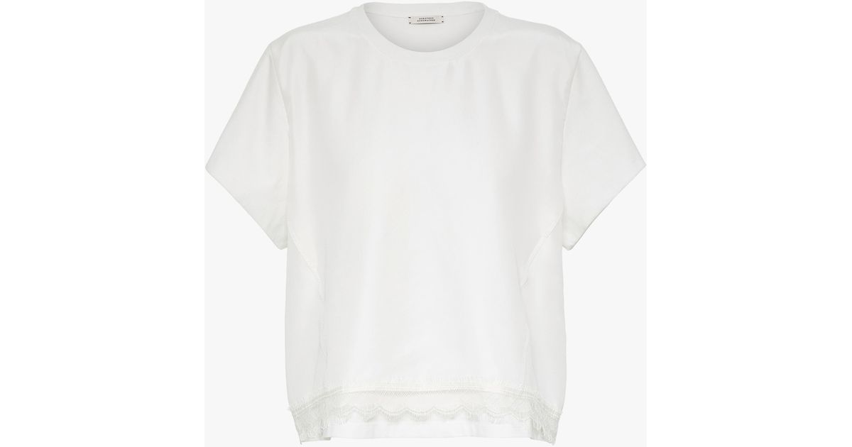 Dorothee Schumacher Women's Lace Lines Ii Tee Shirt in White | Lyst