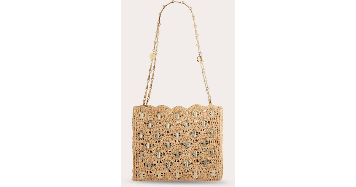 Rabanne Iconic 1969 Raffia Wave Shoulder Bag in Natural | Lyst