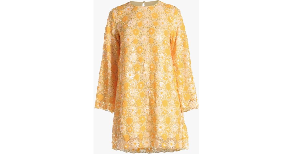 mestiza Women's Flora Sequin Mini Dress in Yellow | Lyst