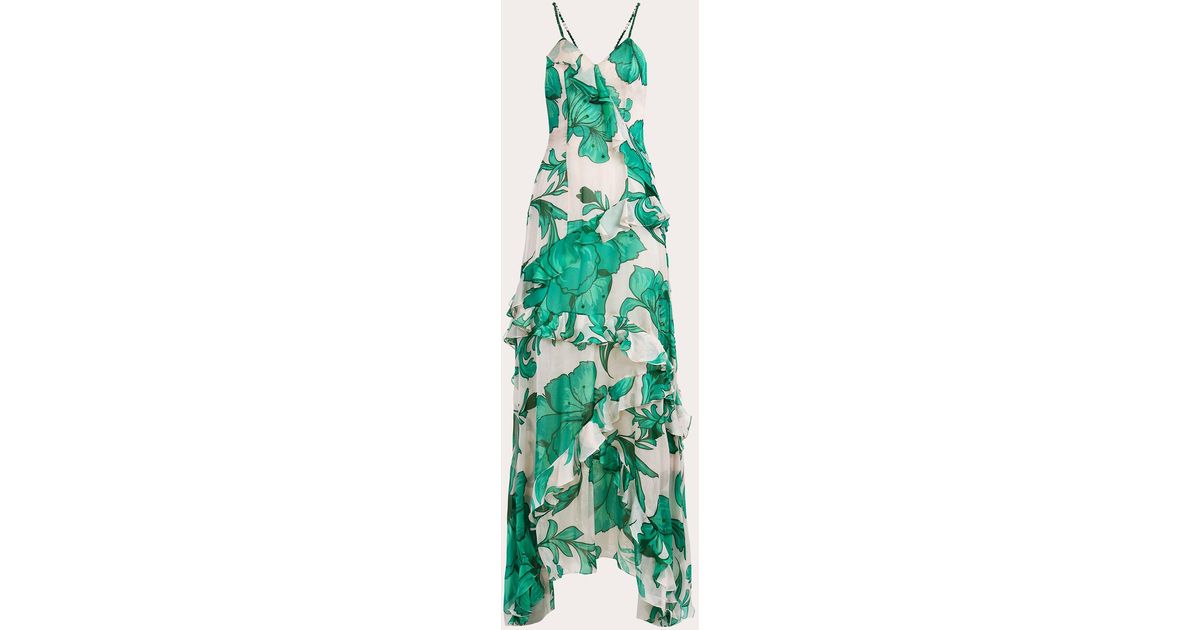 Francesca Miranda Elysium Beaded Floral Silk Chiffon Ruffle Maxi Dress in Green | Lyst Francesca Miranda Elysium Beaded Floral Silk Chiffon Ruffle Maxi Dress in Green | Lyst