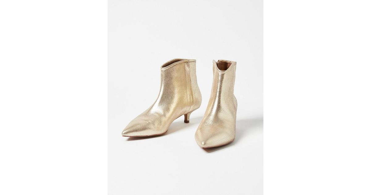 Oliver Bonas Pointed Kitten Heel Leather Boots in Natural Lyst