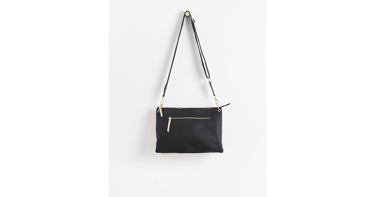 Oliver Bonas Laurie Double Pocket Black & Orange Crossbody Bag in White