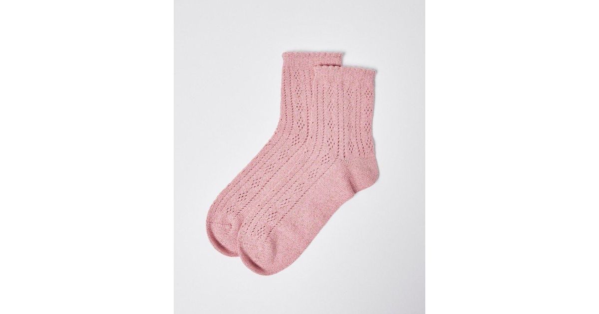 Oliver Bonas Pointelle Blush Ankle Socks in Pink | Lyst
