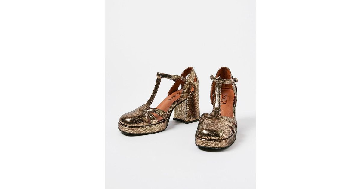 Oliver Bonas Esska Chaza Onyx Gold Heeled Sandals in Brown Lyst