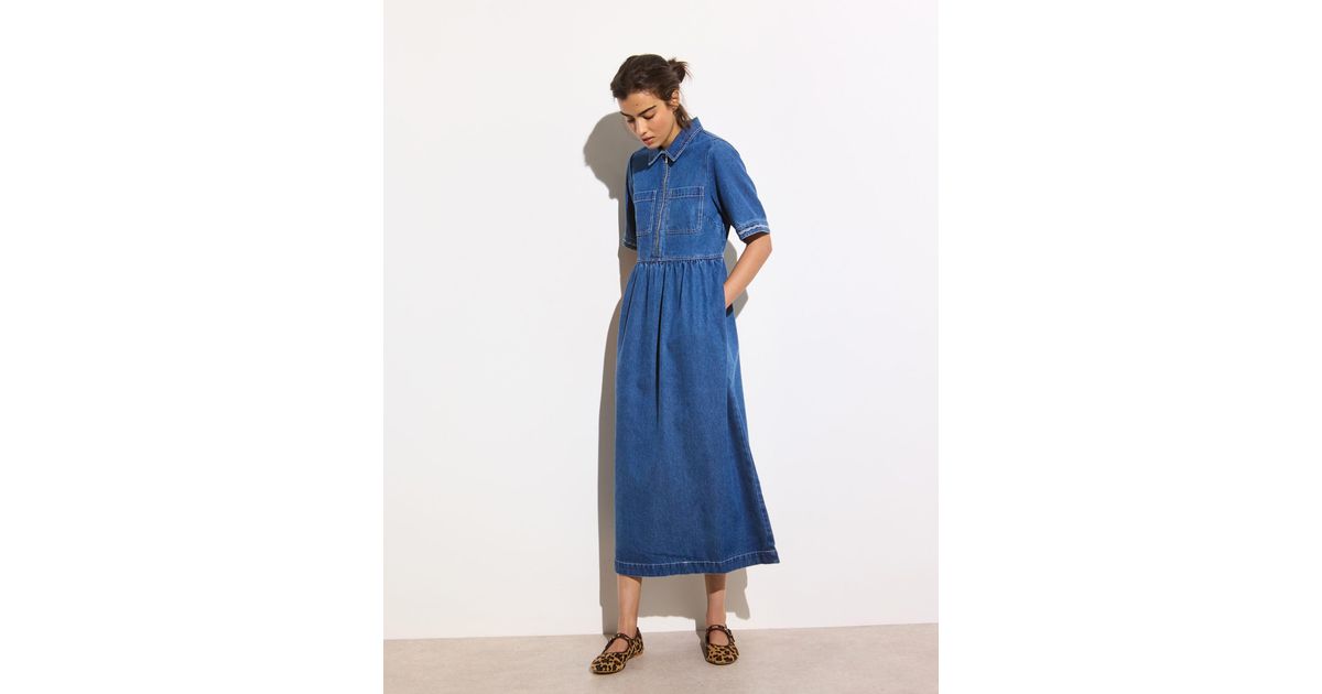 oliver bonas denim dress Buy Oliver Bonas Blue Denim Scallop Stitch Mini Shift Dress from Next USA