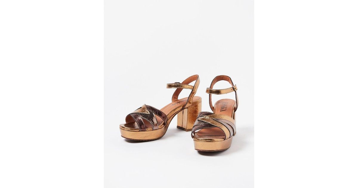Oliver Bonas Esska Cleo Heeled Sandals in Metallic Lyst