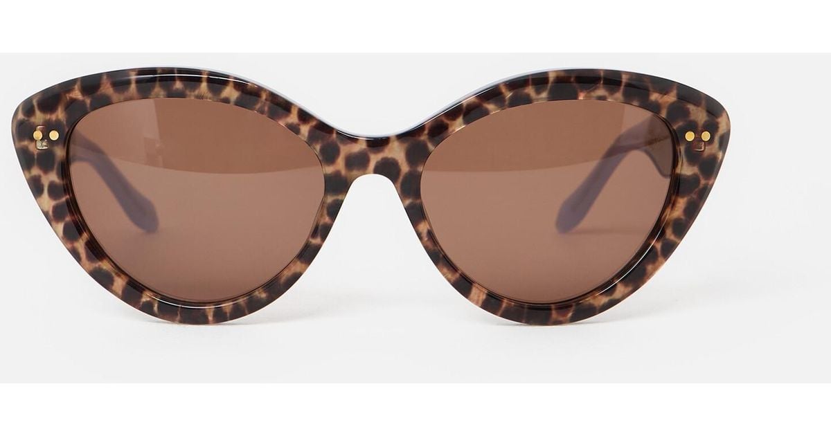 Oliver Bonas Leopard Print Cat Eye Acetate Sunglasses in Brown | Lyst UK