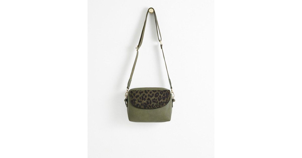 Oliver Bonas Mila Khaki Animal Print Crossbody Bag in Green (White) Lyst