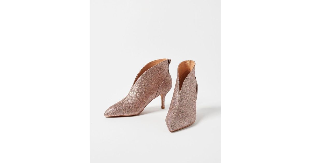 Oliver Bonas Shoe The Bear Valentine Gold Glitter Heeled Boots in Brown