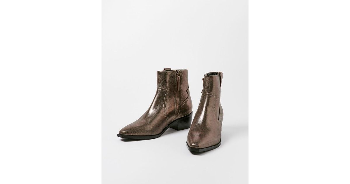 Oliver Bonas Shimmer Brown Leather Western Boots Lyst