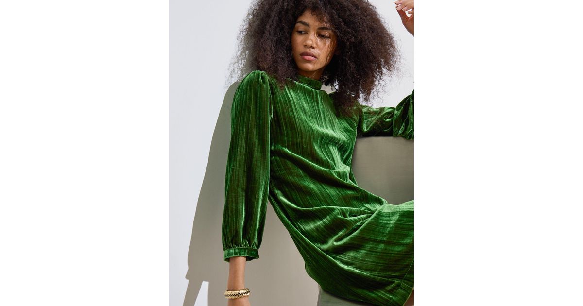 Oliver Bonas Textured Velvet Mini Dress Size 8 in Green Lyst UK