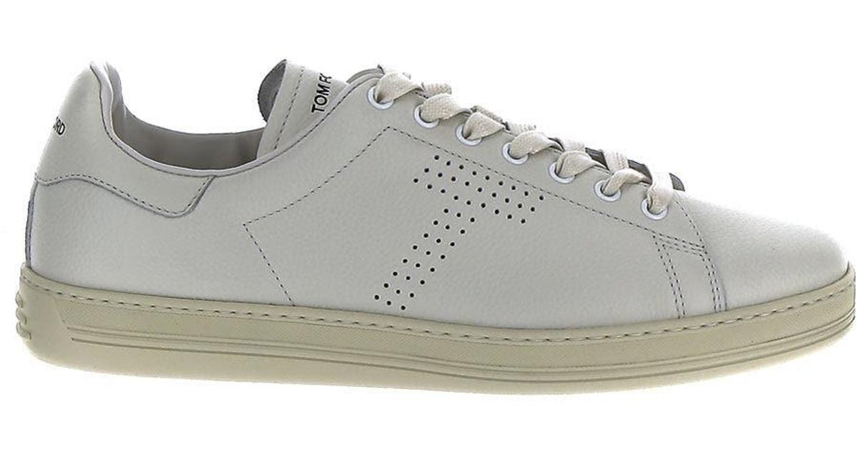 Tom Ford Warwick Grained Leather Sneaker in White for Men | Lyst UK