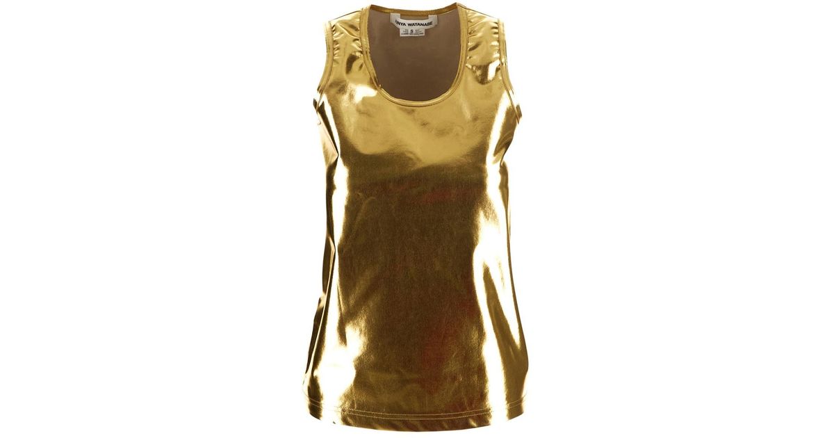 Junya Watanabe Synthetic Gold Tank Top in Metallic Lyst