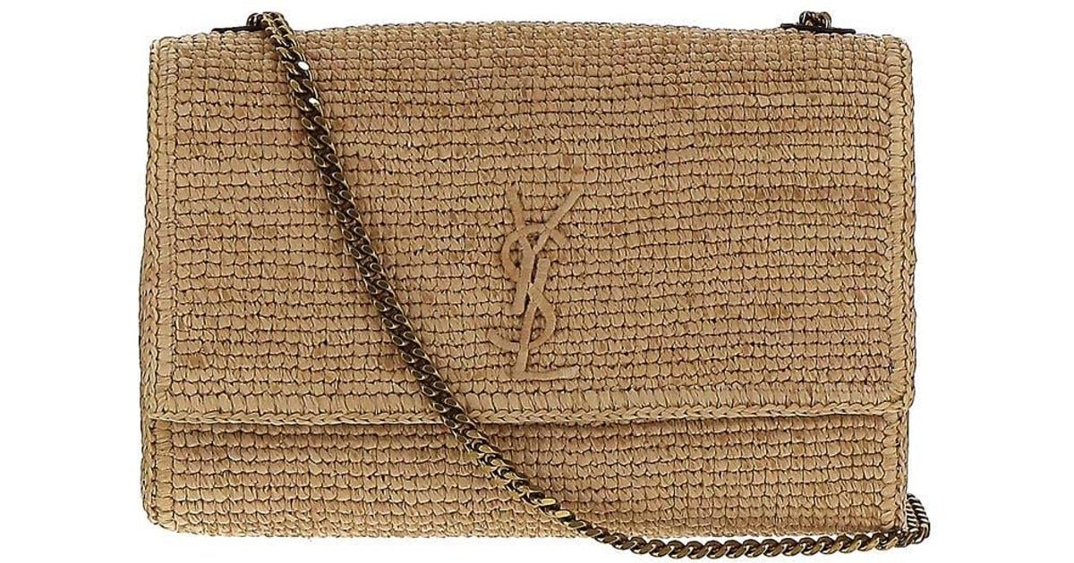 Saint Laurent Kate Medium Chain Bag In Raffia in Natural Lyst UK