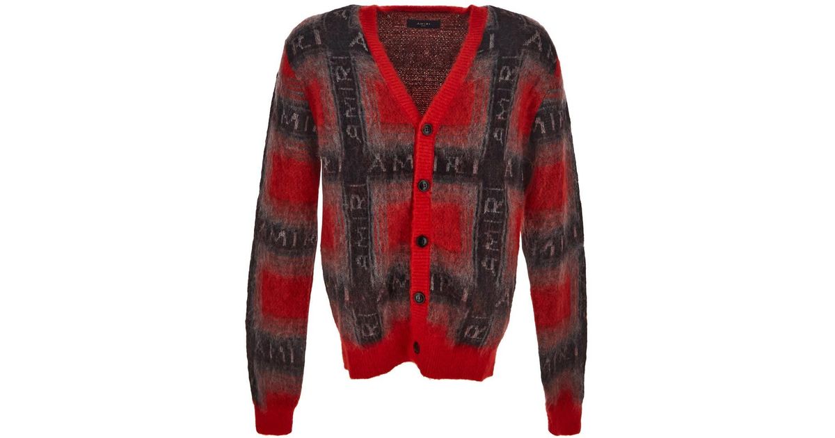 Amiri Knit Cardigan in Red for Men Lyst