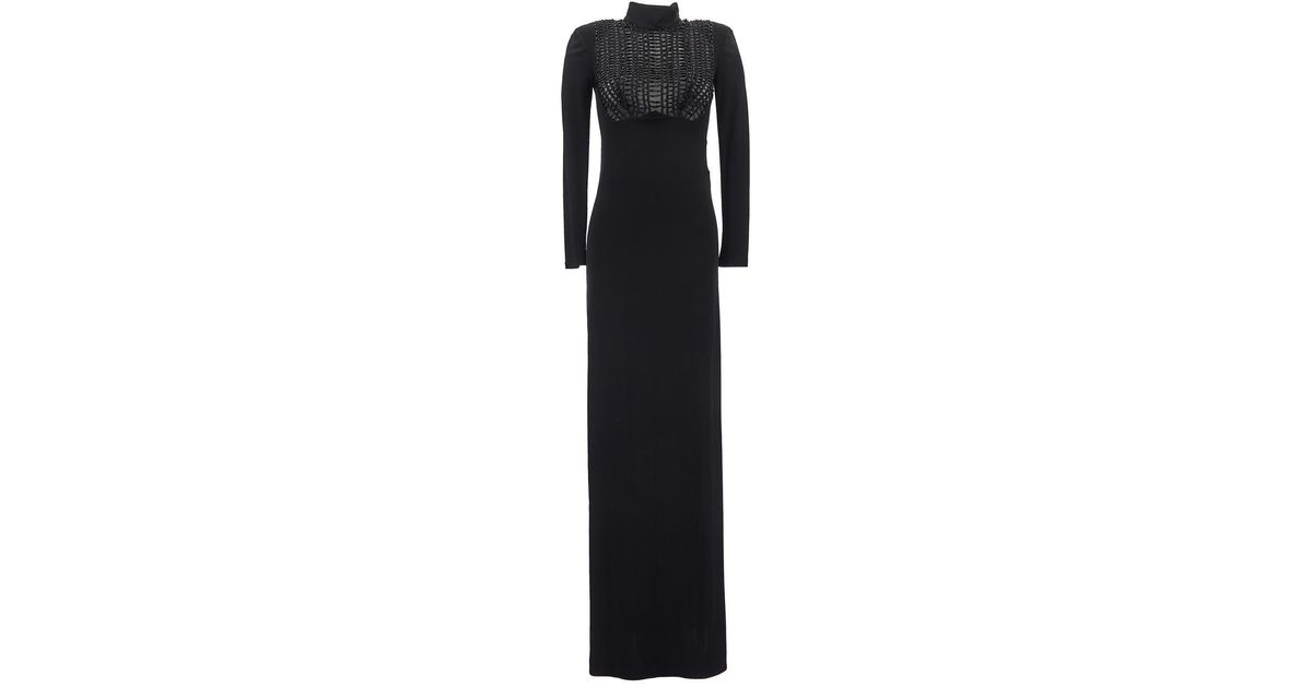 Elisabetta Franchi Red Carpet Dress With Embroidered Ascot Tie in Black ...