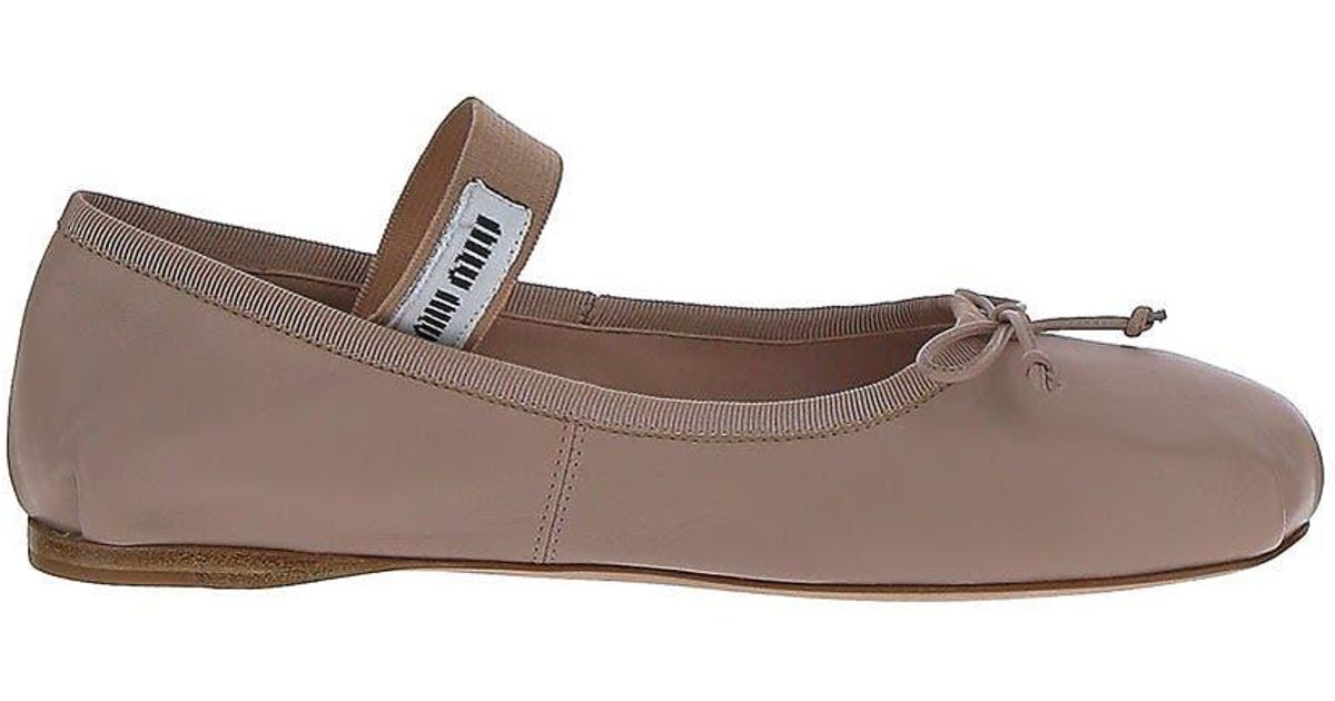 Miu Miu Pink Flat Shoes | Lyst UK
