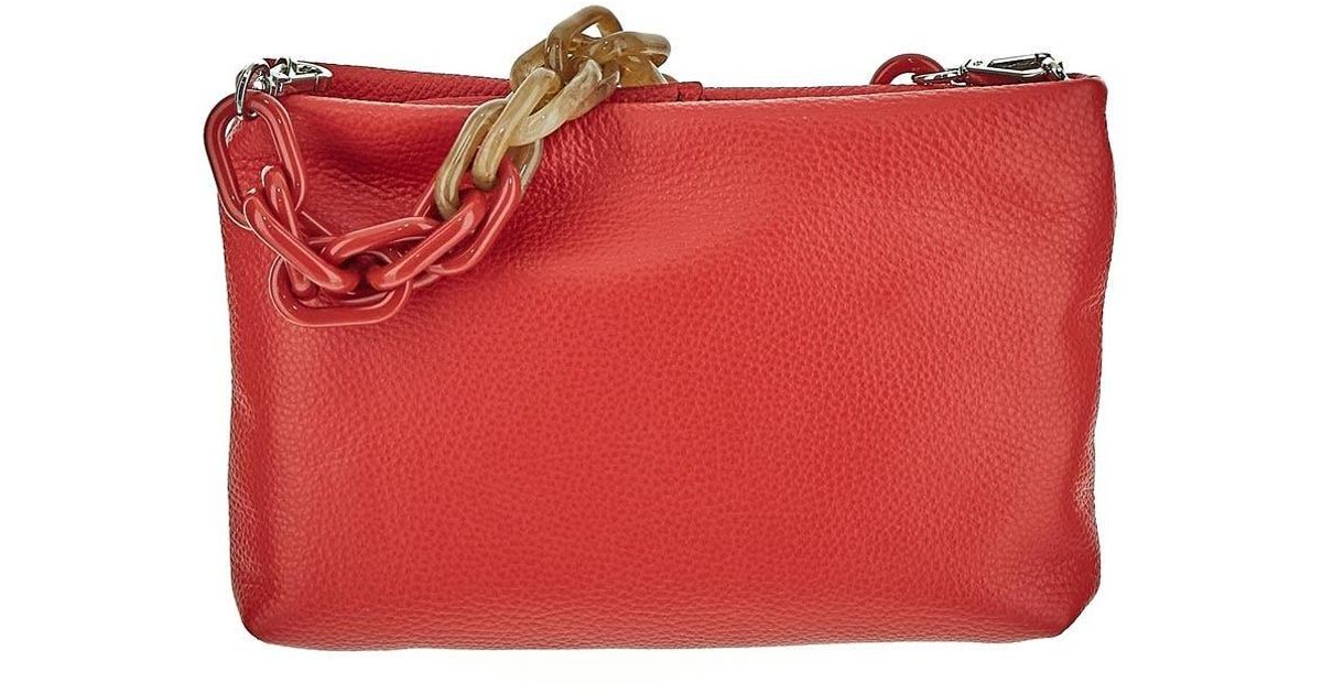 Gianni Chiarini Chain Top Handle Bag in Red | Lyst