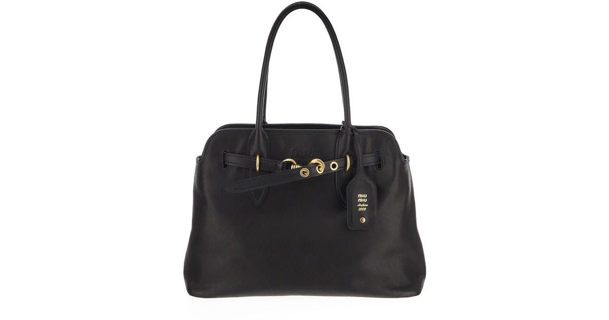 ■MiuMiu■ Mini Avanture Tote Bag Black 5BP0902BBLF0002 5BP0 Black Aventure Mini Nappa Leather Bag | Miu Miu