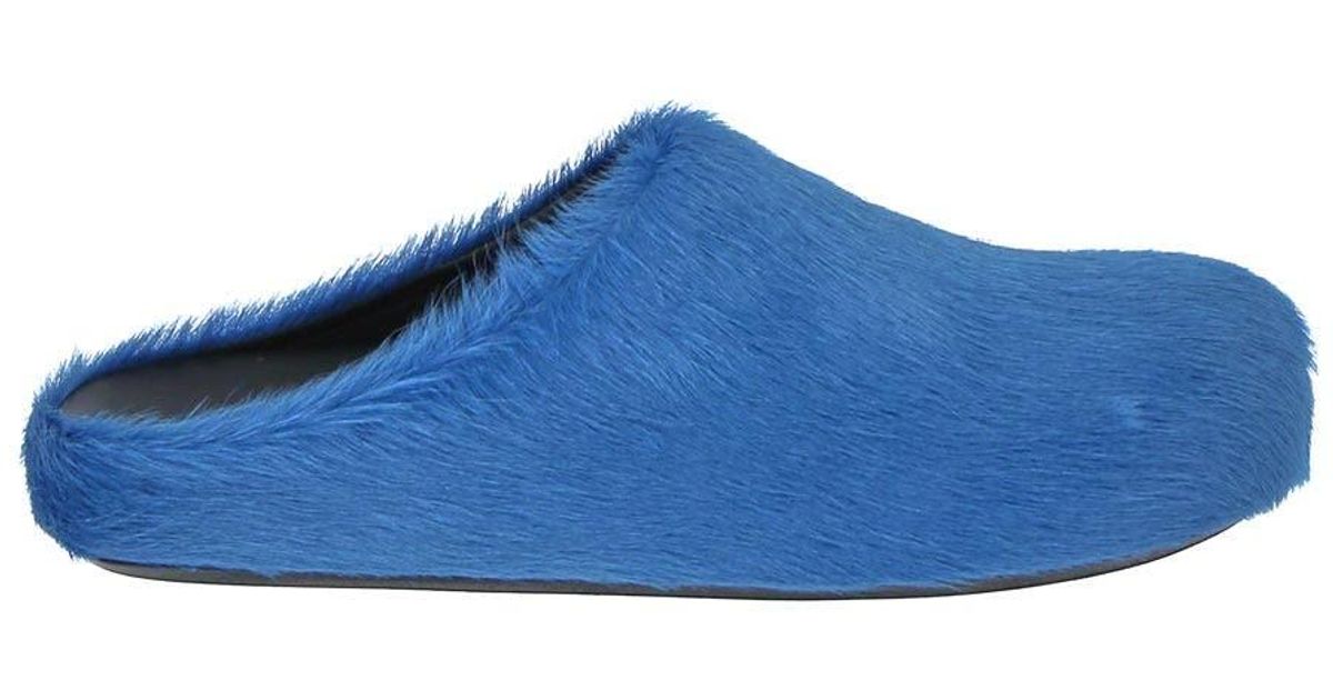Marni Leather Blue Slides - Lyst