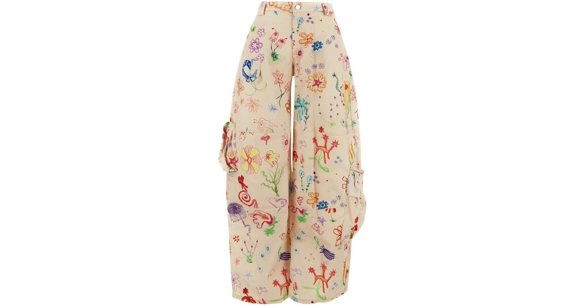 パンツ [COLLINA STRADA] GARDEN CARGO PANT : BLOOM DOODLE Collina Strada Garden Oversize Cotton Cargo Pants in Bloom