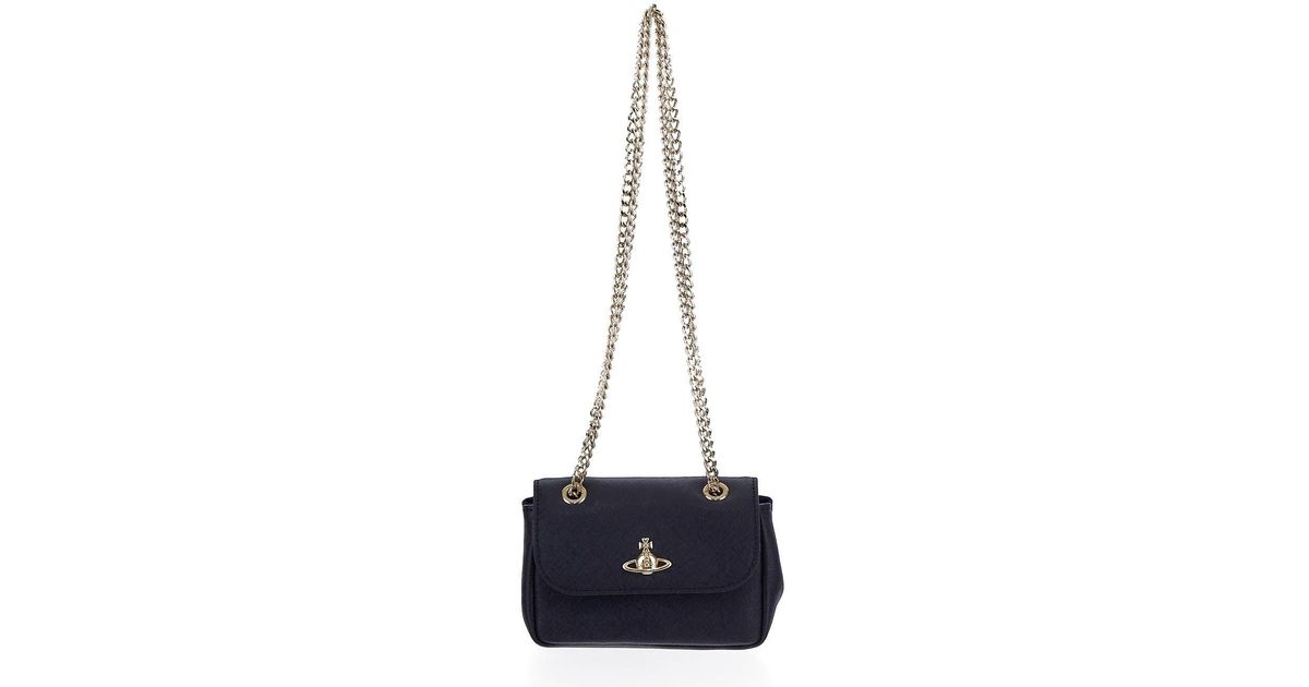 Vivienne Westwood Saffiano Small Purse With Chain in Blue | Lyst