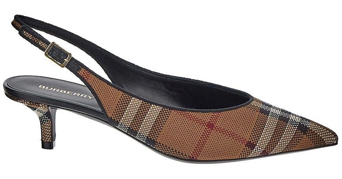 Burberry Check Slingback Pump in Brown Lyst