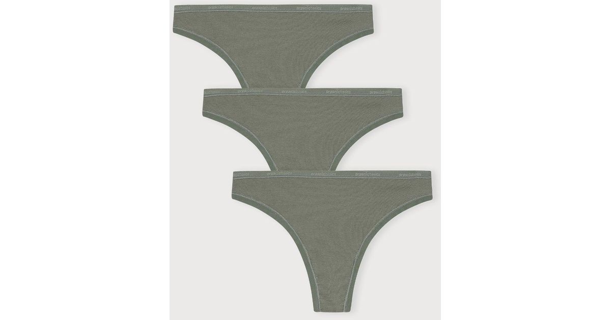 Organic Basics Core Rib Thong 3-Pack in Gray | Lyst