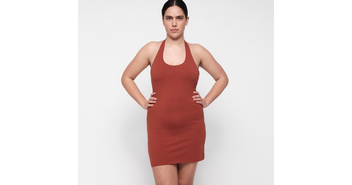 Organic Basics Core Halter Mini Dress in Red | Lyst