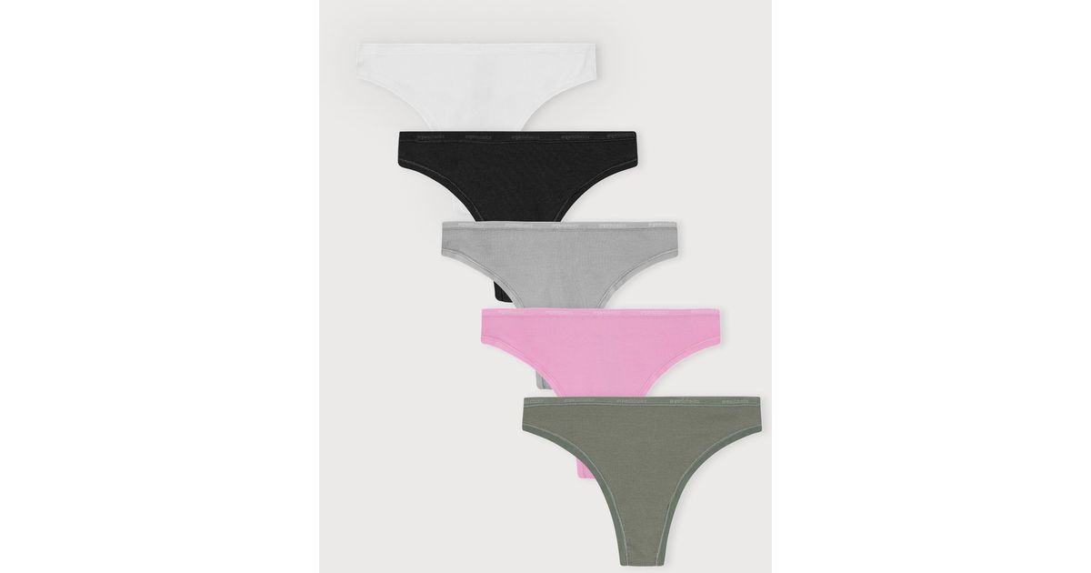 Organic Basics Core Rib Thong 5-Pack Melange Petal Seaweed | Lyst