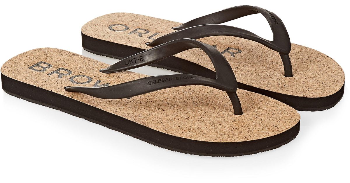 Orlebar Brown Linen Haston Rubber And Cork Flip Flops in Black for Men - Lyst