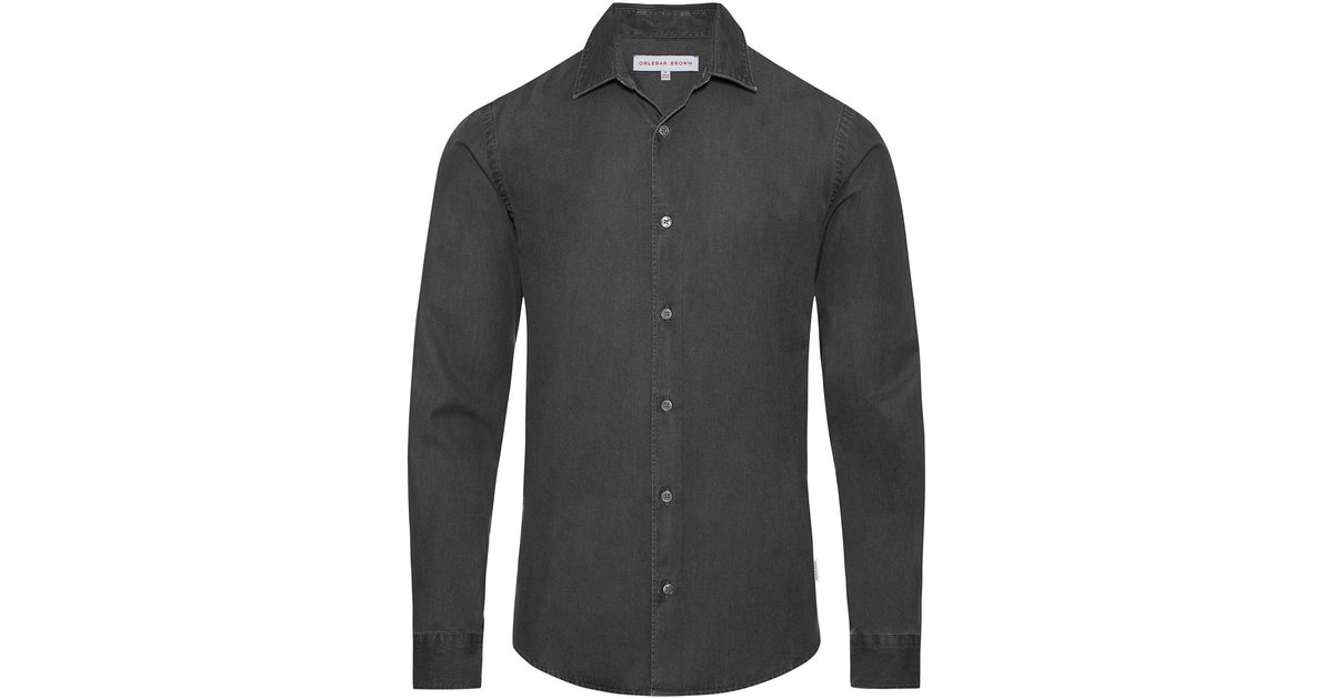 Orlebar Brown Giles Denim Black Wash Tailored-fit Shirt for Men - Lyst
