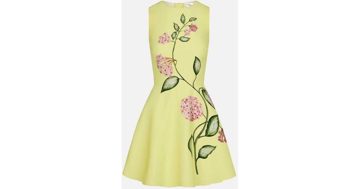 Oscar de la Renta Porcelain Flower Mini Dress in Yellow | Lyst